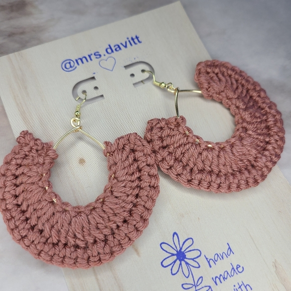 VENICE crochet fan dangle hook earrings boho - Picture 5 of 10